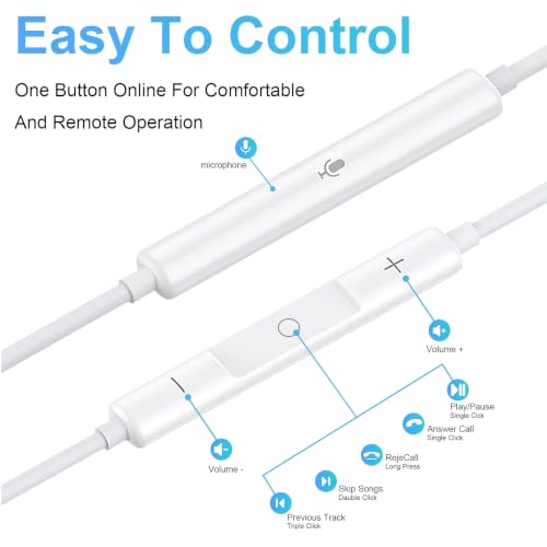 Wired Earbuds 2 Pack, Earbuds HiFi Stereo Wired Earphones Headphones with Microphone Volume Control Compatible with iPad, Laptop, MP3, Android Smartphones, Fits All 3.5mm Jack Device - color: Off-white