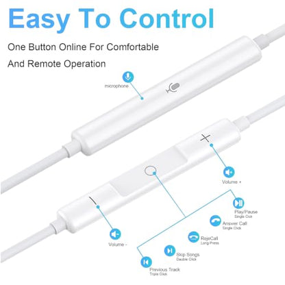 Wired Earbuds 2 Pack, Earbuds HiFi Stereo Wired Earphones Headphones with Microphone Volume Control Compatible with iPad, Laptop, MP3, Android Smartphones, Fits All 3.5mm Jack Device - color: Off-white