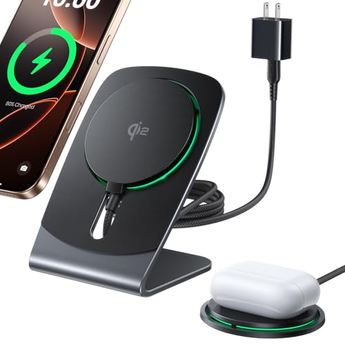 INIU 2-in-1 Detachable Wireless Charger Stand, QI2 15W Fast Charging Pad