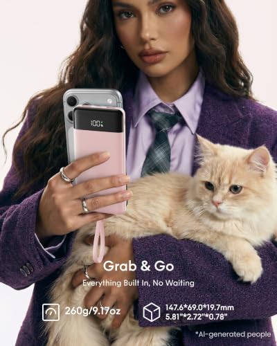 charmast Portable Charger,Fast Charging Power Bank - color: Dustypink