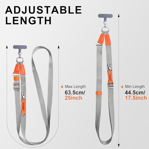 Phone Lanyard Crossbody, Adjustable Ergonomic Shoulder Phone Strap - color: Grey