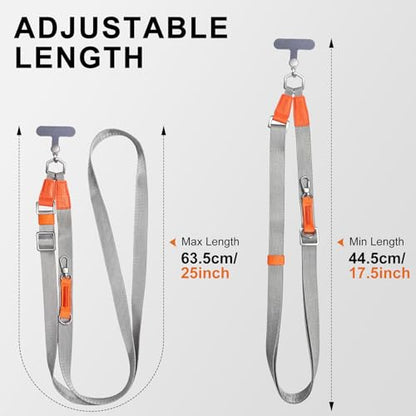 Phone Lanyard Crossbody, Adjustable Ergonomic Shoulder Phone Strap - color: Grey