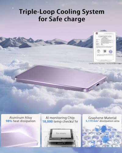 [0.3" Ultra Slim] [Alloy-Made] ULiXWH for Magsafe Portable Charger iPhone - color: Purple