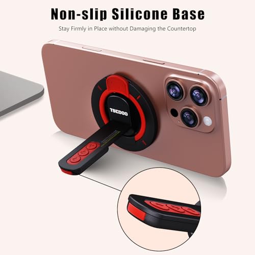 3-in-1 Magnetic Phone Grip Stand with 360° Roration Angle Adjustment, Silicone Finger Ring & Fidget Toy Design, Gym Dual-Sided Magnetic Phone Kickstand for All Phones - color: Black-red