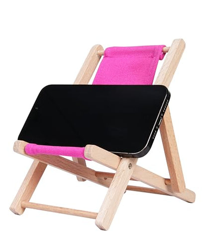 Foldable Wooden Cell Phone Stand, Phone Holder for Desk - color: Pink