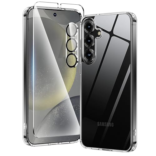 Anti-Yellowing for Samsung Galaxy S25 Plus Crystal Clear Case with Screen Protector*1 Camera Lens Protector*1, [12FT Mil-Grade Protection], Cover for Samsung Galaxy S25 Plus 6.7 inch, Clear - color: A-Clear, size: for S25 Plus