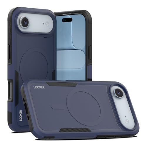 LOOXER® Heavy Duty Rugged Magnetic Case for iPhone 17 Air (6.5”) | Military Grade Shockproof Protection,MagSafe Compatible+ Tempered Glass Included (Blue, 17 Air) - color: Blue, size: 17 Air