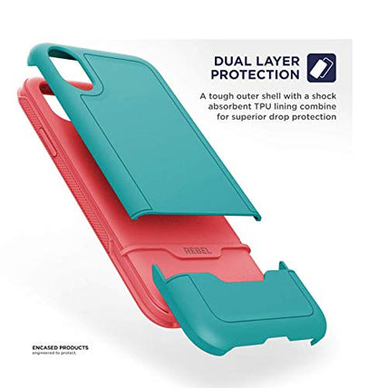 ENCASED Protective iPhone XR Case (Military Grade) Full Body Heavy Duty Protection (2018 Rebel Armor) (Ocean Teal Pink) - color: Teal