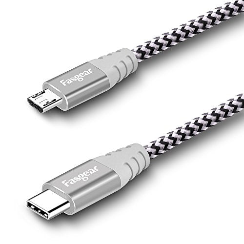 Fasgear USB C to Micro USB Cable, Gray, 1ft - color: Gray, size: 1ft