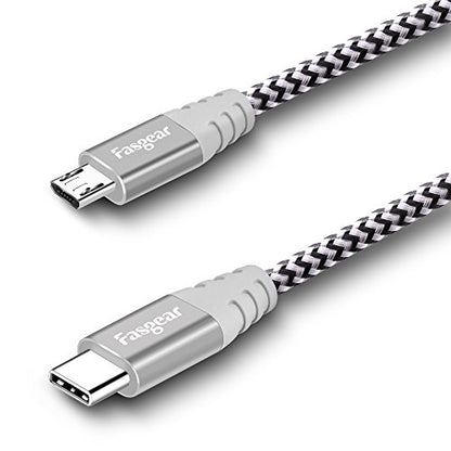Fasgear USB C to Micro USB Cable, Gray, 1ft - color: Gray, size: 1ft