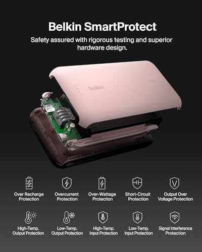 Belkin 20000mAh 30W USB C Power Bank, Portable Charger for iPhone & iPad - color: Pink, style: 20K mAh
