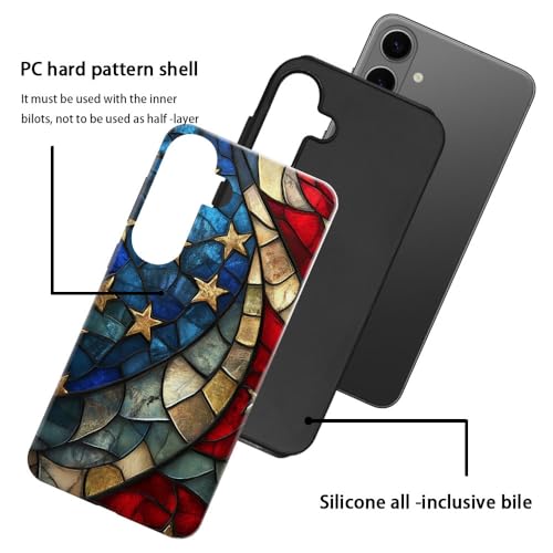 Compatible with Samsung Galaxy S26 Plus Case,Glossy Case All-Round Protection Shockproof Anti-Scratches TPU Cover,Cases for Man Woman-American Flag Stained Glass - color: American Flag Stained Glass, size: Galaxy S26 Plus