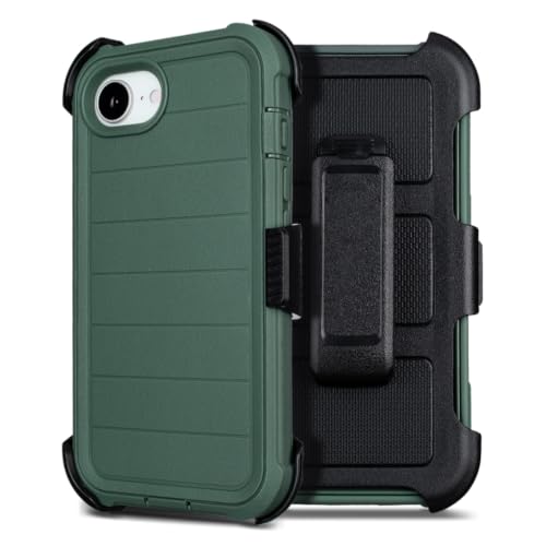 Defender Phone Case for iPhone 17e Case with Clip Holster Kickstand Green | for iPhone 17 e Case Heavy Duty iPhone17e Phone Case Rugged 2 Layers of Sturdy,Anti-Drop for Case iPhone 17eCase Protective - color: Green