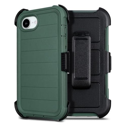 Defender Phone Case for iPhone 17e Case with Clip Holster Kickstand Green | for iPhone 17 e Case Heavy Duty iPhone17e Phone Case Rugged 2 Layers of Sturdy,Anti-Drop for Case iPhone 17eCase Protective - color: Green