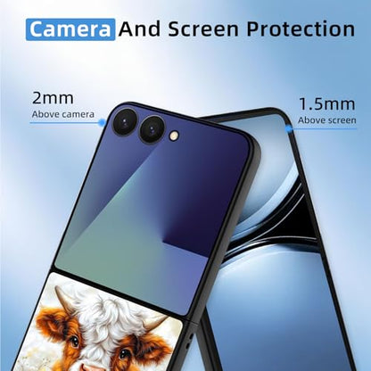 for Z Flip 7 Case Ultra Thin 1.2mm Matte Hard PC Phone Cover- Anti-Scratch Anti-Fingerprint Slim Fit Shockproof Protection Cover for Samsung Galaxy Z Flip 7 Case,Cute Cow Sunflower - color: Cute cow Sunflower