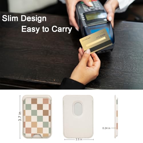 uCOLOR Upgraded Magnetic Cell Phone Wallet Card Holder-Compatible with MagSafe for iPhone 17/16/ 15/14/13/12 Series, Leather Magsafe Wallet Back of Phone (Pastel Check Vibes) - color: Pastel Check Vibes