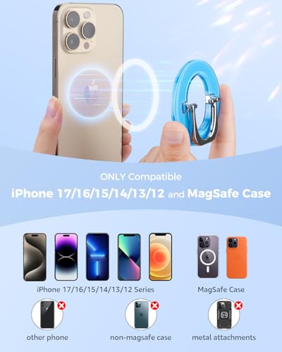SUPERONE MagSafe Phone Grip, Adjustable Magnetic Phone Ring Holder Stand - color: Blue