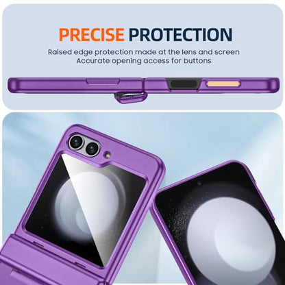 GooseBox for Samsung Galaxy Z Flip 5 Case with Screen Protection, Flip z 5 Slim HD Clearly Protective Case with Hinge Protection & Full Body Rugged Cover Ultra Thin Case for Galaxy Flip 5 (Purple) - color: Flip5-Purple