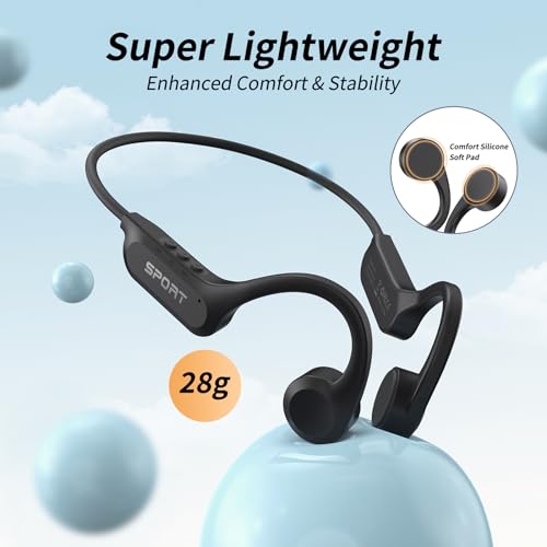 CXK Bone Conduction Headphones, Open Ear Headphones Bluetooth 6.0 with Mic