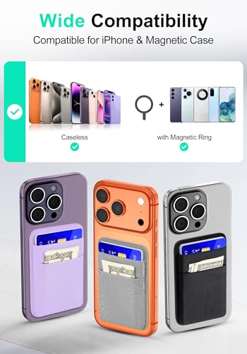 Senose Magnet Wallet, 6 Cards Holder, Phone Wallet Magnetic Back of Phone | Slim Stretchy Card Holder, Compatible for iPhone 17/16/15/14/13/12 Pro Max Plus Air Series, Selected Samsung, Light Purple - color: Light Purple