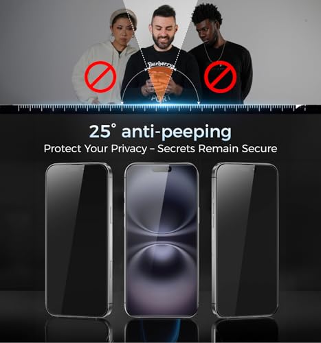 MAGIC JOHN 3rd Gen Upgraded for iPhone 15Plus/16Plus Privacy Screen Protector 6.7 Inch,25°Anti-Spy Screen,Shockproof Tempered Glass,Auto Dust-Removal,Bubble Free,Easy Installation,2 Pack - size: iPhone 16 Plus/15 Plus-6.7''