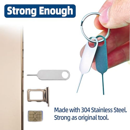 2 Pcs Universal SIM Card Removal Tool Tray Ejector Pin, inclued Key Ring