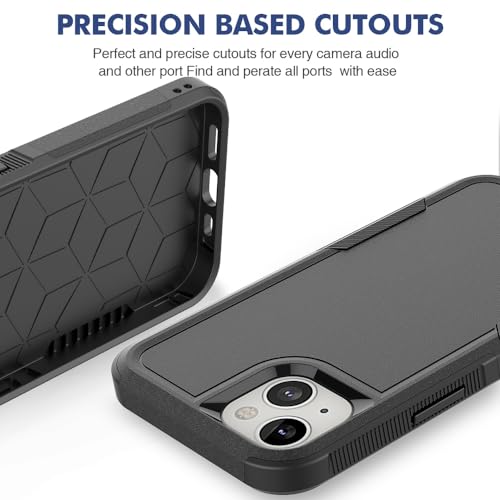 Heavy‑Duty Rugged Anti‑Drop Shockproof Protective Phone Case for iPhone 14/13, Durable Protective Shell, Black - color: Black, size: iPhone 14/13