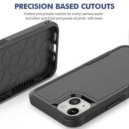 Heavy‑Duty Rugged Anti‑Drop Shockproof Protective Phone Case for iPhone 14/13, Durable Protective Shell, Black - color: Black, size: iPhone 14/13