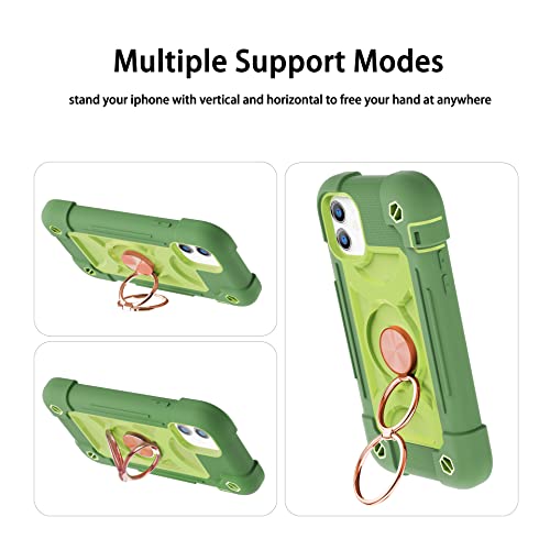 MARKILL Compatible with iPhone 11 Case 6.1 Inch with 360°Rotate Ring Stand, Military Grade Drop Protection Full Body Rugged Heavy Duty Case 3 in 1 Protective Cover Avocado - color: Avocado, size: iPhone 11 6.1"