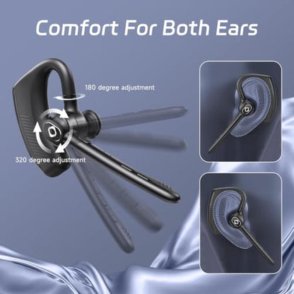 Wireless Headset Bluetooth Earpiece with Dual Noise Canceling Single Earbud