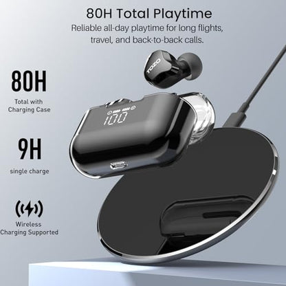 TOZO T18 AI Translation Wireless Earbuds Realtime IPX8 Bluetooth Headphones - color: Dark Black