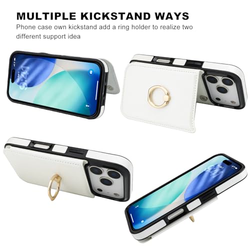 ONETOP for iPhone 18/17 Pro Wallet Case with Credit Card Holder,White - color: White