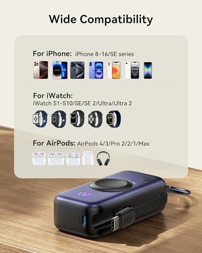 INIU SnapGo Portable Charger, 5000mAh Mini Power Bank for Apple Watch - color: Blue