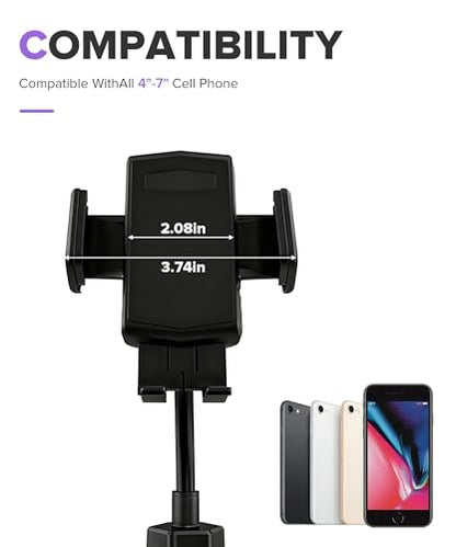 Car Cup Holder Phone Mount,Car Accessories 2-in-1 Adjustable Phone Cup Holder with Flexible Gooseneck & 360° Rotatable Cradle for 4"-7" Smartphones,Fits Most Standard Vehicle Cup Holders