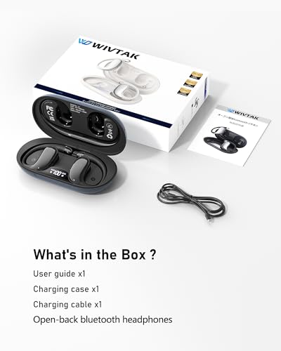 Open Ear Headphones Bluetooth 5.4, 62H Playtime, Air Conduction Wireless Earbuds with Ergonomic Earhooks, ENC Mic,IPX5,Physical Buttons, Comfort-Fit for Running, Cycling, Workouts - color: Black