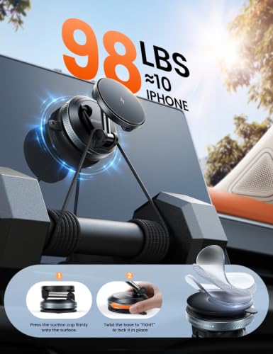 Lamicall 15W for MagSafe Car Mount Charger, 360° Wireless Car Phone Holder - size: 64 mm