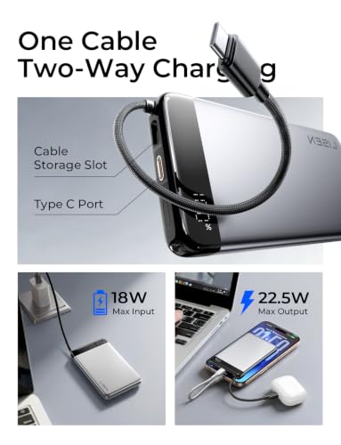 LISEN CCC Certified [Metal Alloy] 0.5" Ultra Slim 10000mAh Power Bank 3C, TSA Approved Airplane Travel Essentials, Portable Charger USB-C Fast Charging for iPhone 17 Air 16 15 Pro Samsung Galaxy S26 - color: Silver
