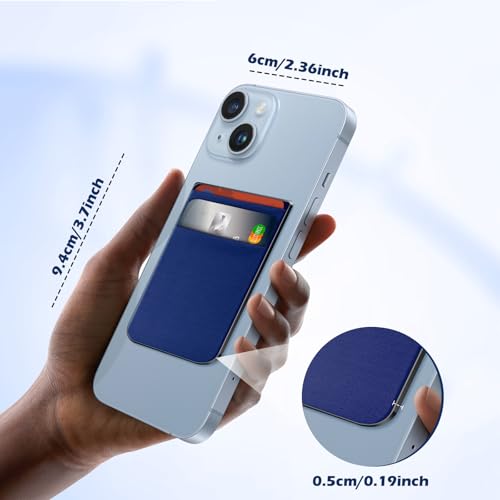 CloudValley Magnetic Wallet Compatible with MagSafe for iPhone 17/16/15/14/13/12 Series, 5 Card Stick on Back of Phone Credit Cards& ID Card Cell Phone Card Holder for Phone Case with Mag-Safe, Blue - color: Blue