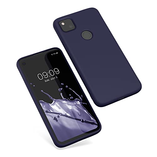 kwmobile Case Compatible with Google Pixel 4a Case - Slim Protective TPU Silicone Phone Cover - Blueberry - color: blueberry