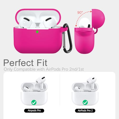 Lerobo for AirPod Pro Case, Soft Silicone Cover with Keychain, Rose Pink - color: Rose Pink