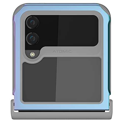 Ghostek Atomic Slim Galaxy Z Flip 4 Case - Clear Back with Iridescent Aluminum Bumper, Shockproof & Dual-Layer Protective Phone Case, Phone Cover Designed for 2022 Samsung Z Flip 4 (6.7") (Prismatic) - color: Prismatic, size: Galaxy Z Flip 4