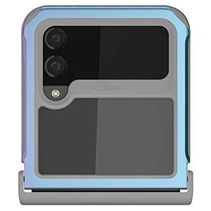 Ghostek Atomic Slim Galaxy Z Flip 4 Case - Clear Back with Iridescent Aluminum Bumper, Shockproof & Dual-Layer Protective Phone Case, Phone Cover Designed for 2022 Samsung Z Flip 4 (6.7") (Prismatic) - color: Prismatic, size: Galaxy Z Flip 4