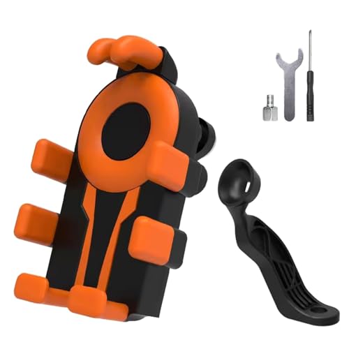 Motorcycle Phone Holder with Vibrations Dampener Nonslip Mount Handlebar Cellphone Mount - color: Or ange rear view