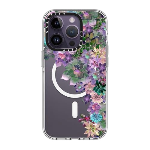 CASETiFY for iPhone 14 Pro Case - Impact Clear Compatible with MagSafe | Not Yellowing | 6.6 ft. 3X Military Grade Drop Protection | MY SUCCULENT GARDEN | Clear - color: MY SUCCULENT GARDEN, size: Iphone 14 Pro (6.1")