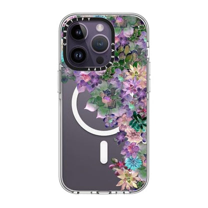 CASETiFY for iPhone 14 Pro Case - Impact Clear Compatible with MagSafe | Not Yellowing | 6.6 ft. 3X Military Grade Drop Protection | MY SUCCULENT GARDEN | Clear - color: MY SUCCULENT GARDEN, size: Iphone 14 Pro (6.1")