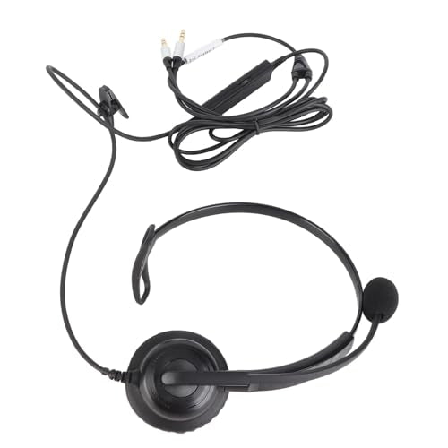 SUNGOOYUE Single Ear Headset, Comfortable Lightweight Noise Canceling Wired Headset with Mic for Call Center (Dual 3.5mm Interface) - size: Dual 3.5mm Interface