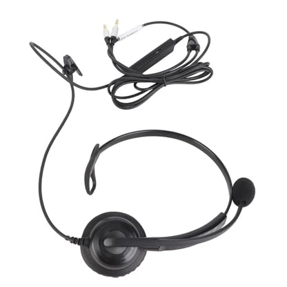 SUNGOOYUE Single Ear Headset, Comfortable Lightweight Noise Canceling Wired Headset with Mic for Call Center (Dual 3.5mm Interface) - size: Dual 3.5mm Interface
