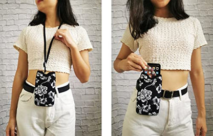 Tainada Neoprene Phone Holder Sleeve w/Belt Loop Holster (Black Floral) - color: Black Floral