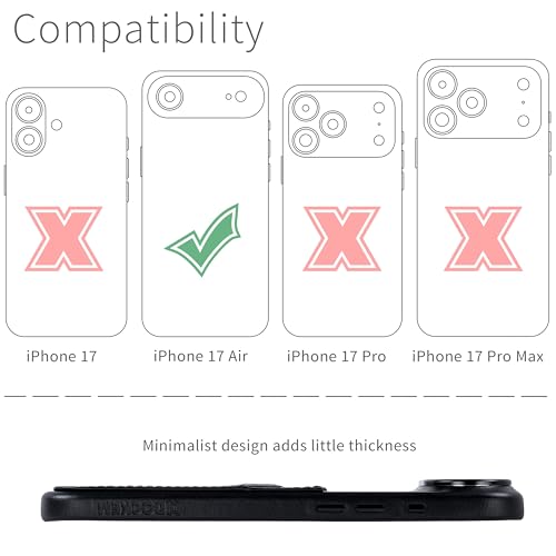Dockem Genuine Leather Card Case for iPhone 17 Air with Camera Control Button and Stitched-on Wallet with 2 Holder Slots (Black, M2GL) - color: Black, size: 17 Air