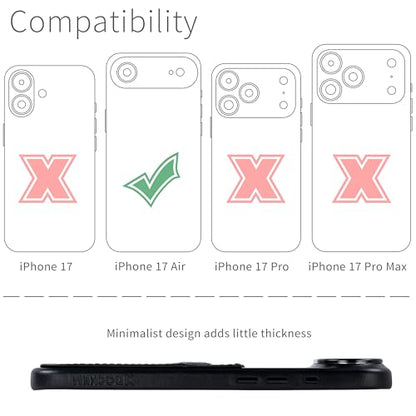 Dockem Genuine Leather Card Case for iPhone 17 Air with Camera Control Button and Stitched-on Wallet with 2 Holder Slots (Black, M2GL) - color: Black, size: 17 Air